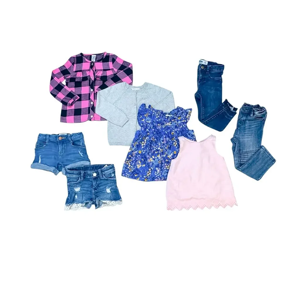 H&M Girls Clothing Bundle Outfits Sets 8-Piece Set Jeans Tops Cardigan Shorts 3T